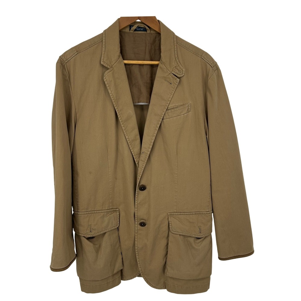 Polo Ralph Lauren Mens Khaki Cotton Twill Field Blazer Sport Coat 40R
